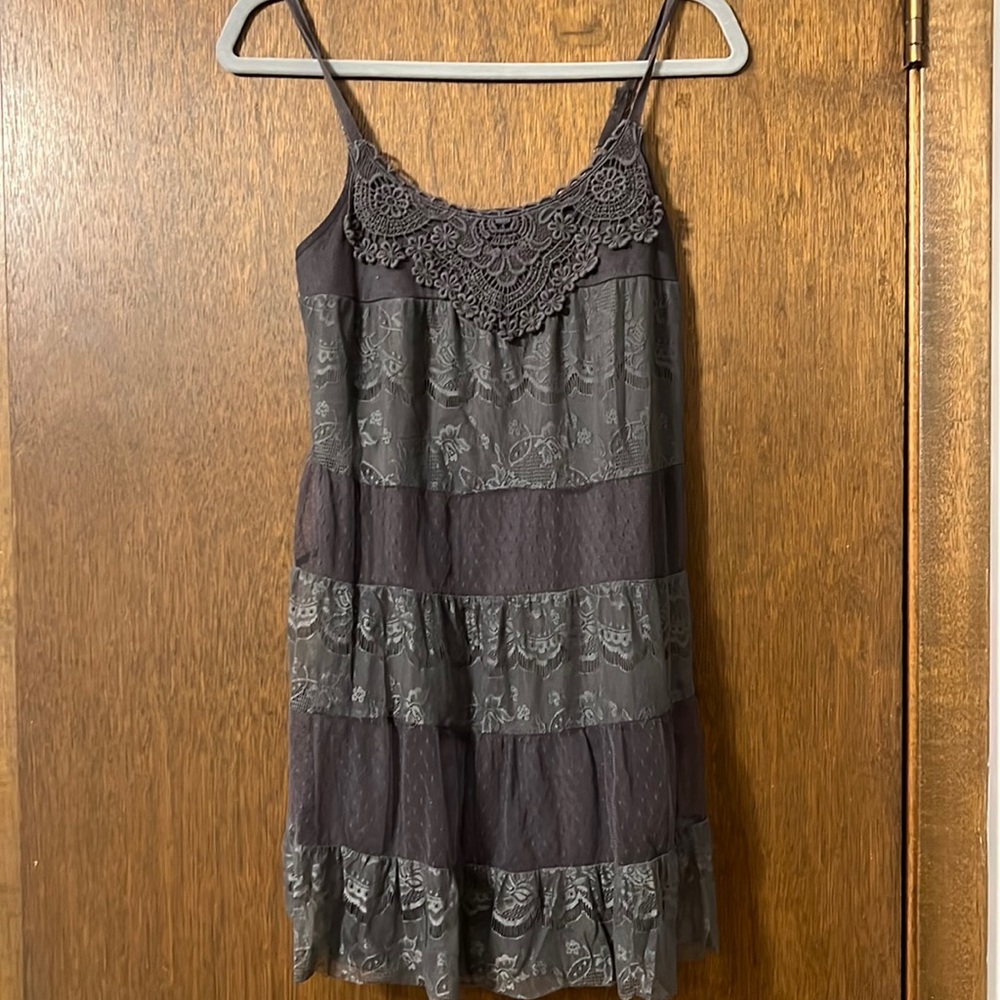 Grey detailed short dress/top. FREE SHIPPING